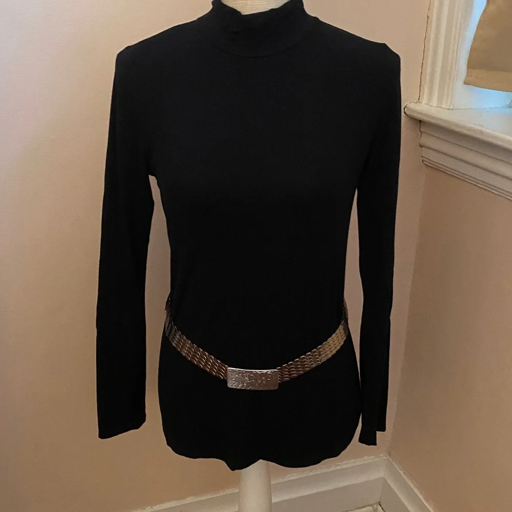 Silver Metallic Chain Belt Vintage Stretch
